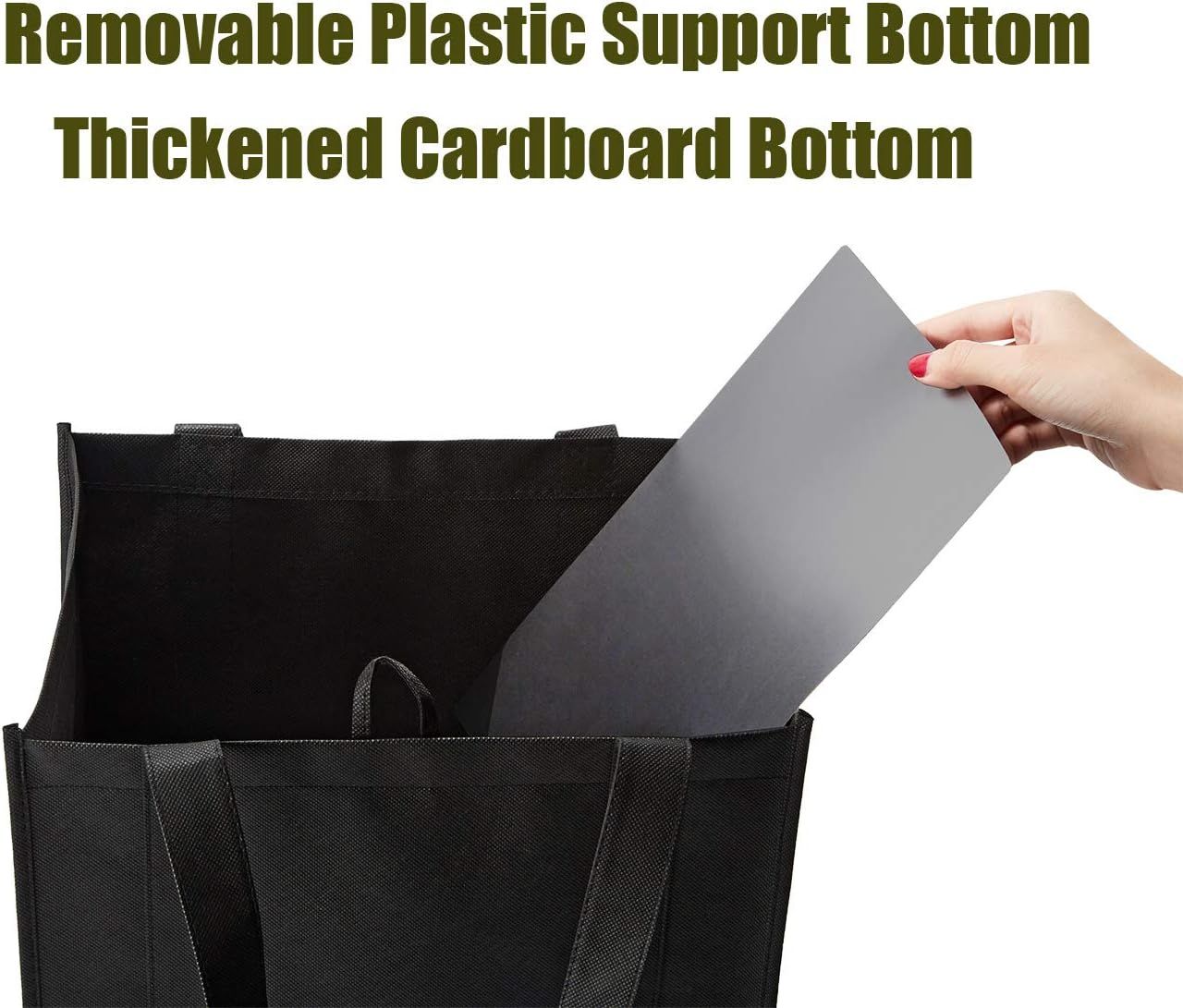 10 Pack Heavy Duty Reusable Grocery Bags with Reinforced Bottom view 5