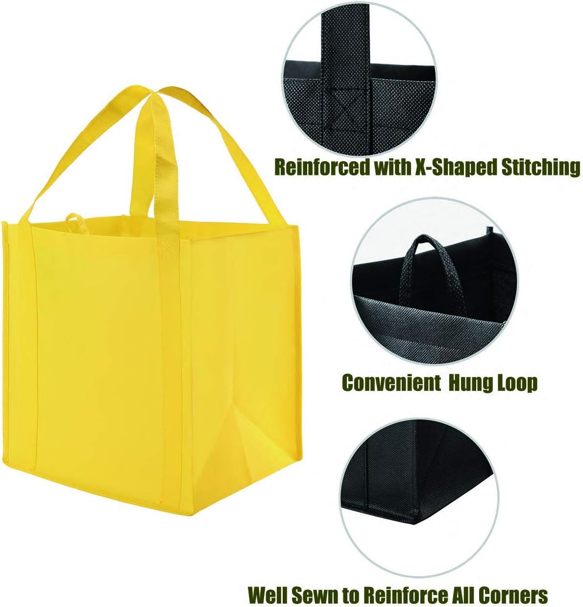 10 Pack Heavy Duty Reusable Grocery Bags with Reinforced Bottom view 3