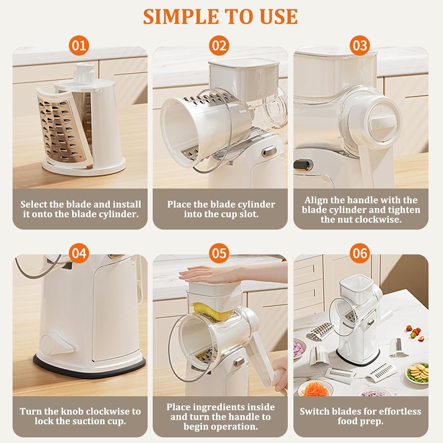 5-in-1 Hand Crank Rotary Vegetable Slicer & Grater with 10 Blades view 6
