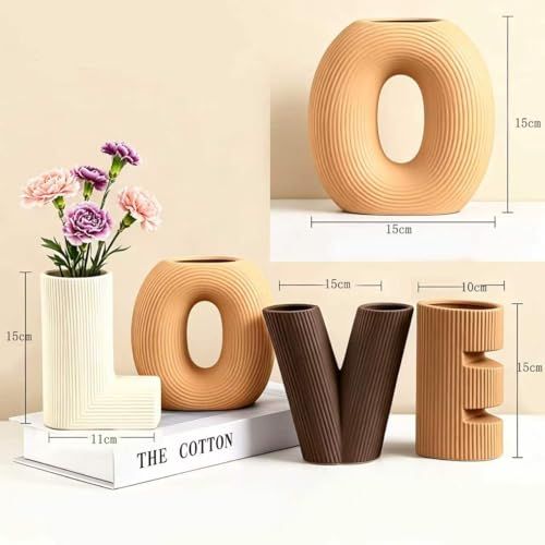 Love Vase 4-Piece Ceramic Vase Set – Stylish Floral Decorative Vases for Entryway view 5