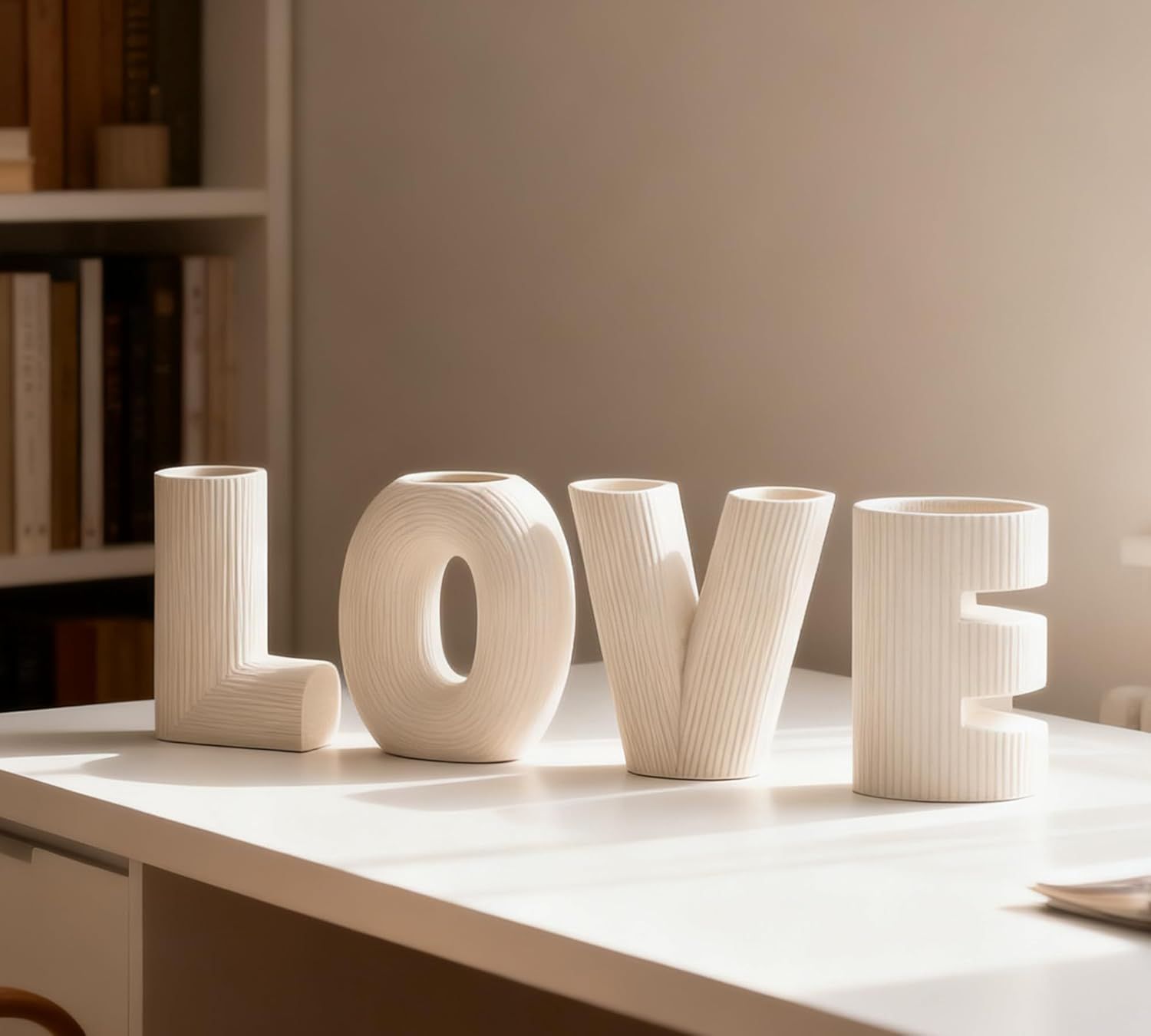 Love Vase 4-Piece Ceramic Vase Set – Stylish Floral Decorative Vases for Entryway view 6