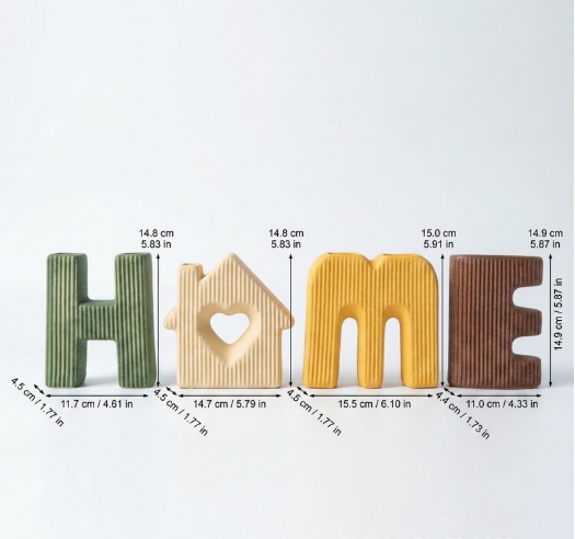 Creative HOME Decor Letter-Shaped Ceramic Vase Set – Ribbed Texture view 2