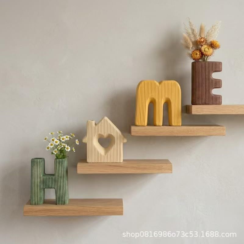 Creative HOME Decor Letter-Shaped Ceramic Vase Set – Ribbed Texture view 4