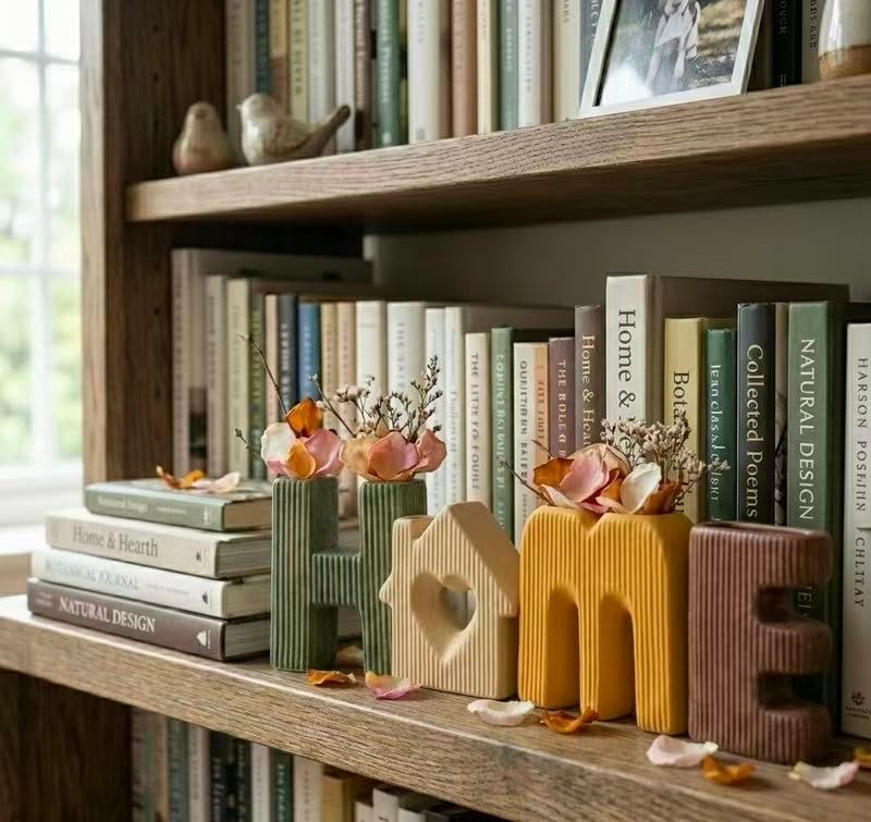 Creative HOME Decor Letter-Shaped Ceramic Vase Set – Ribbed Texture view 6