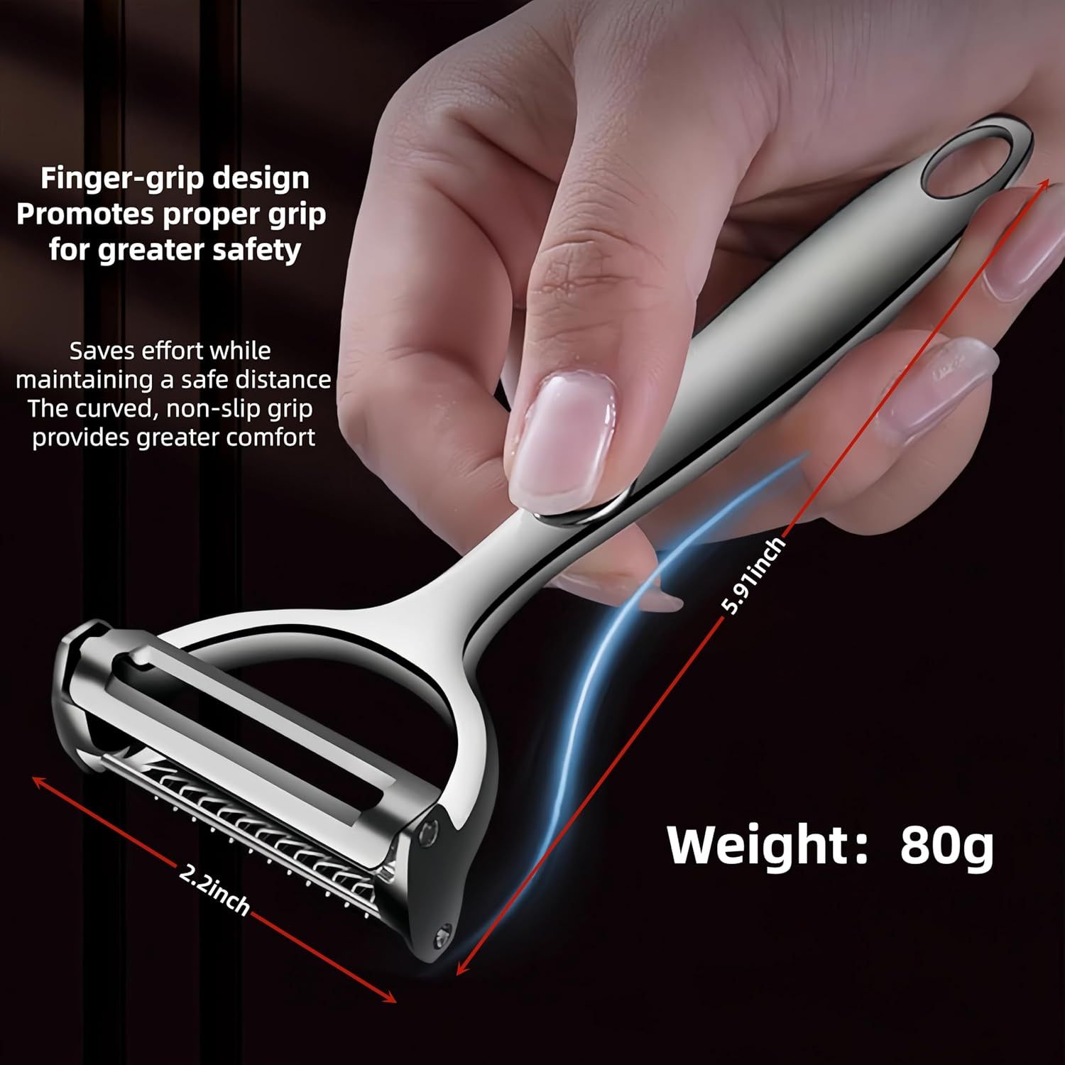 Premium Zinc Alloy Multifunctional Vegetable Peeler with Rotating Serrated Blade view 2