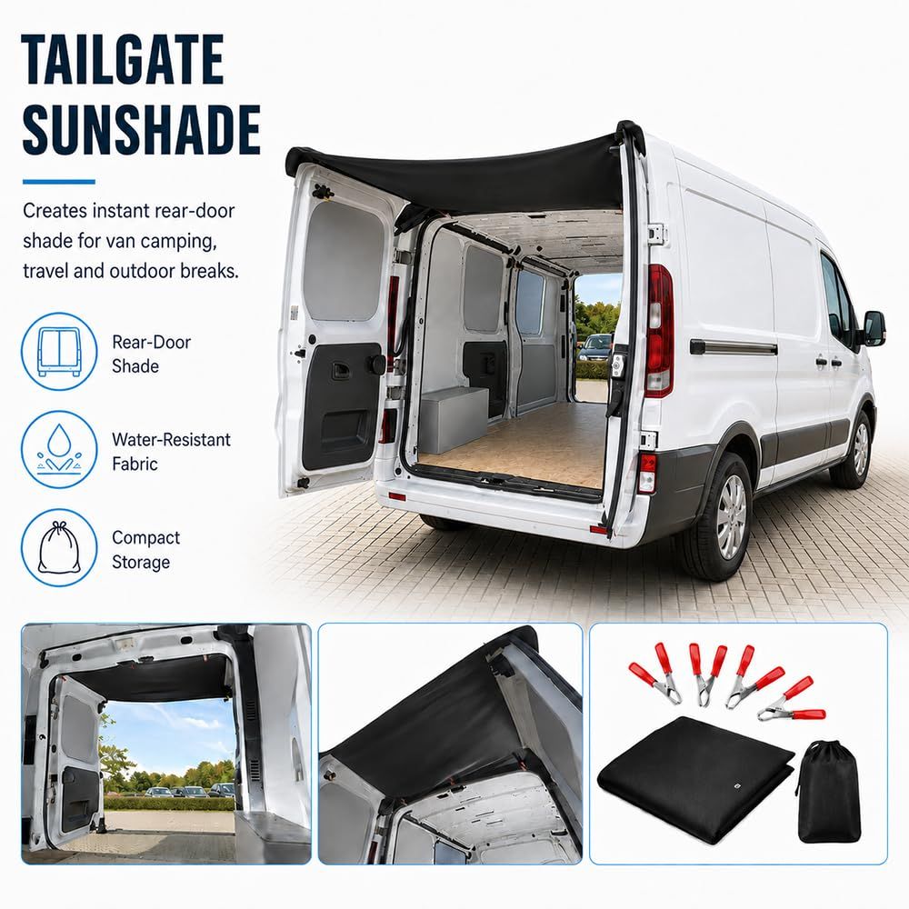 Van Tailgate Sunshade for Ford Transit 250 LWB Medium Roof Cargo Van 2015-2026 view 3