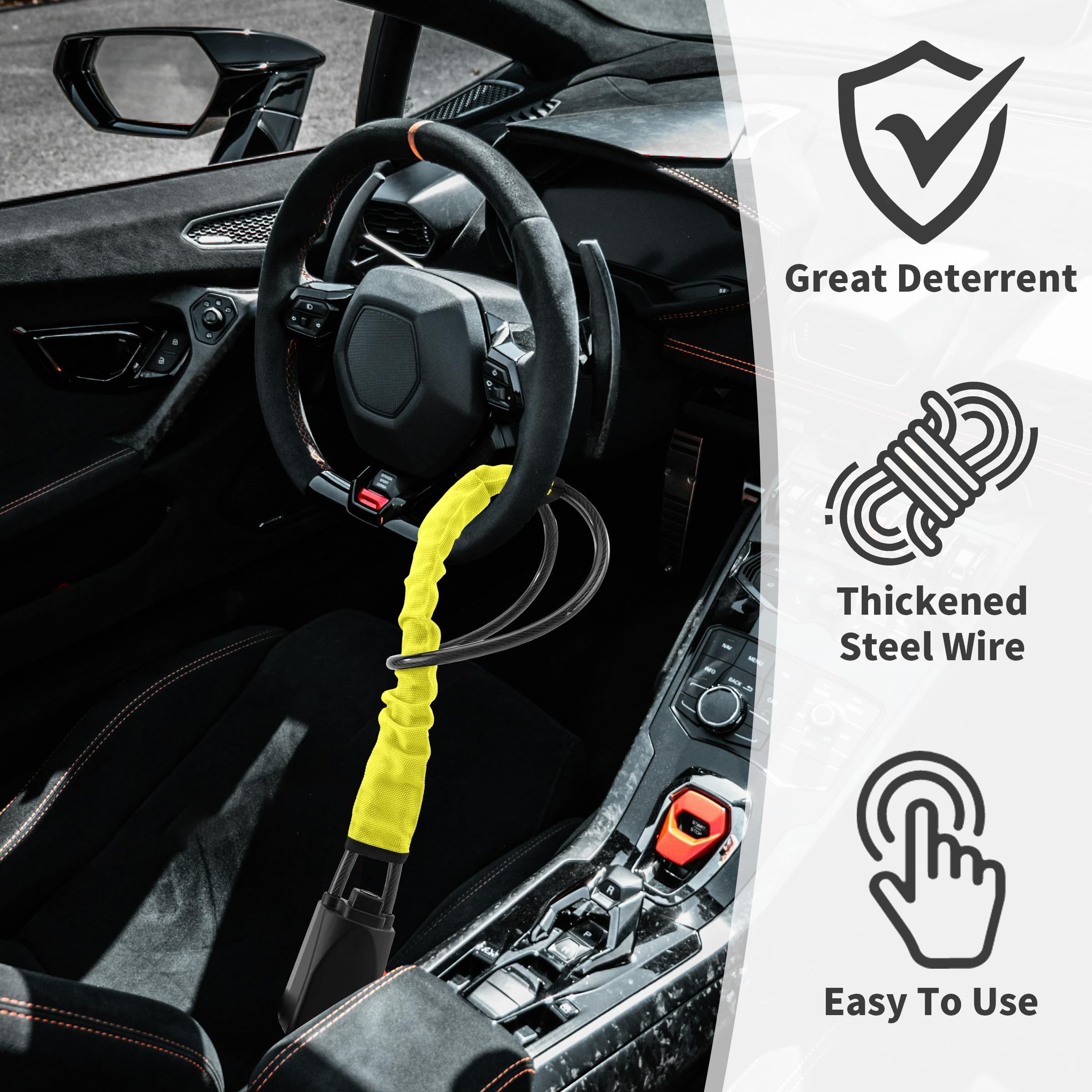 Car Steering Wheel Lock, Seat Belt Lock, Anti-Theft Device, Max 17 Inch view 3