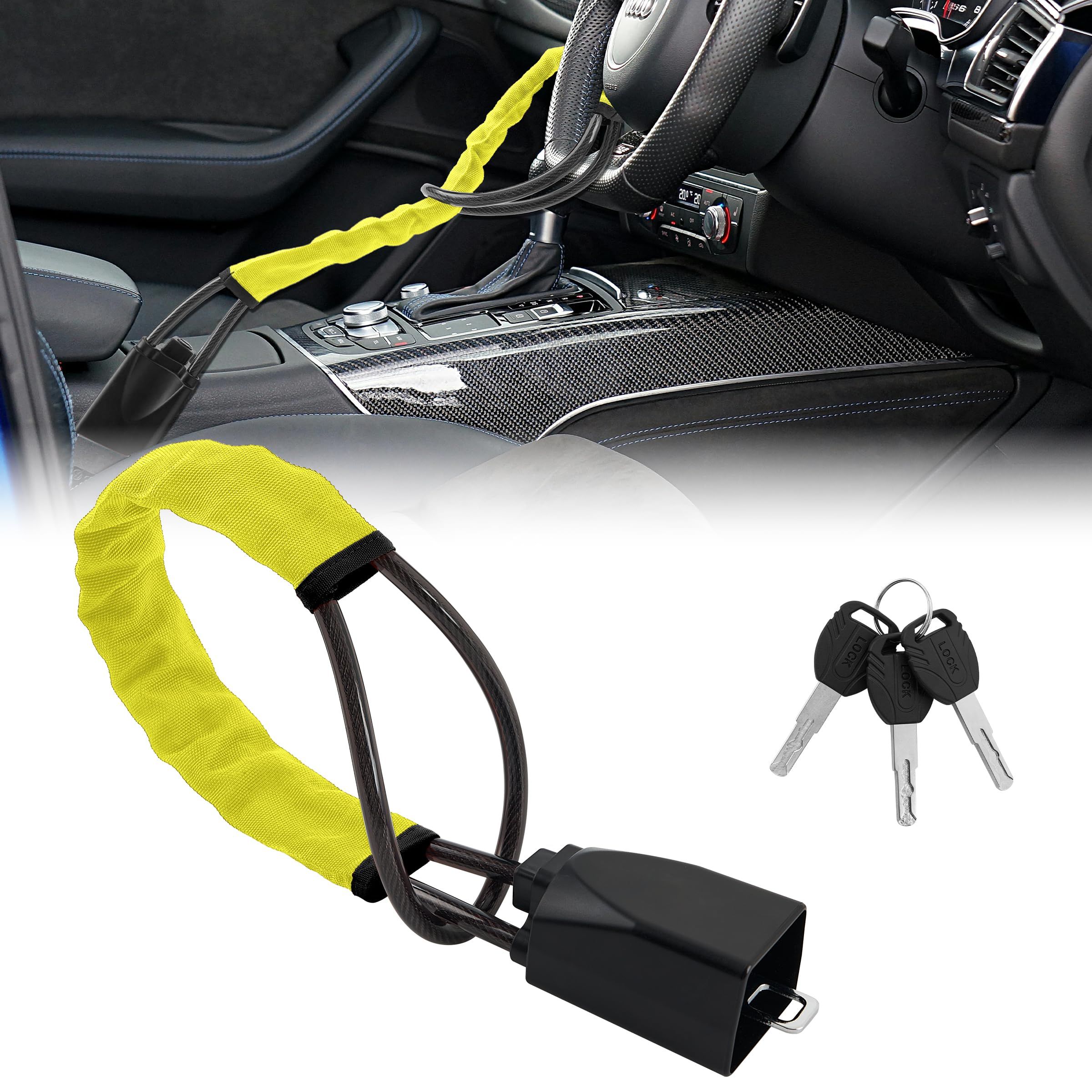 Car Steering Wheel Lock, Seat Belt Lock, Anti-Theft Device, Max 17 Inch view 8