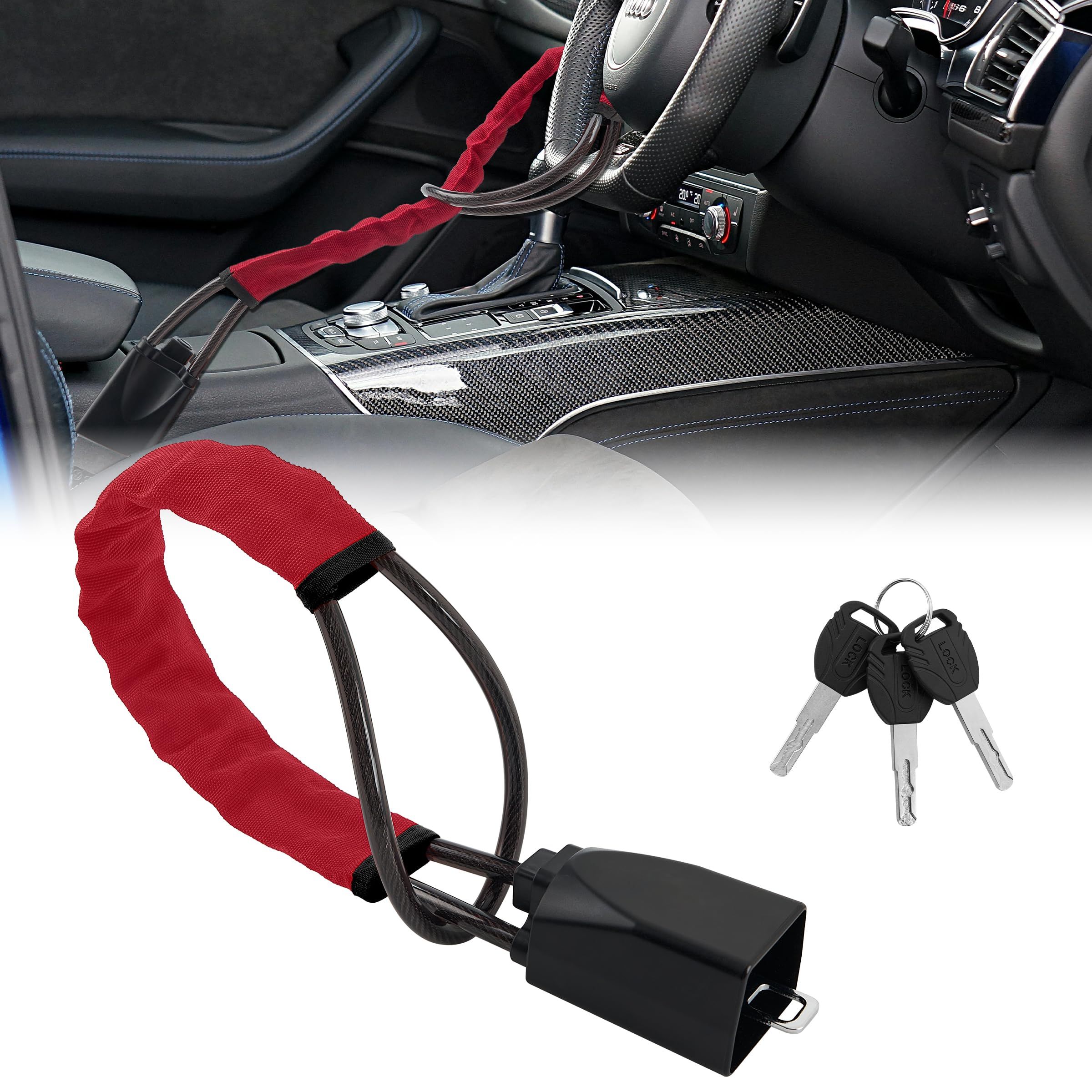 Car Steering Wheel Lock, Seat Belt Lock, Anti-Theft Device, Max 17 Inch view 9
