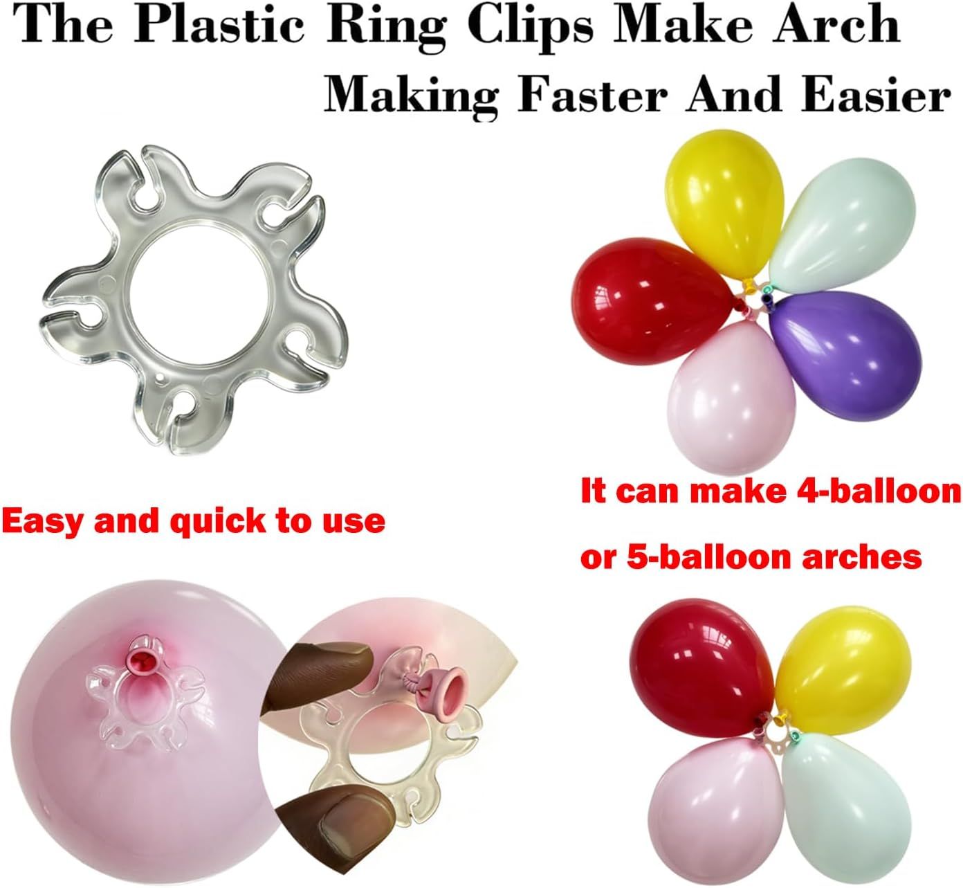 Tabletop Balloon Arch Kit with Adjustable Fiber Rods & Plastic Ring Clips for view 4