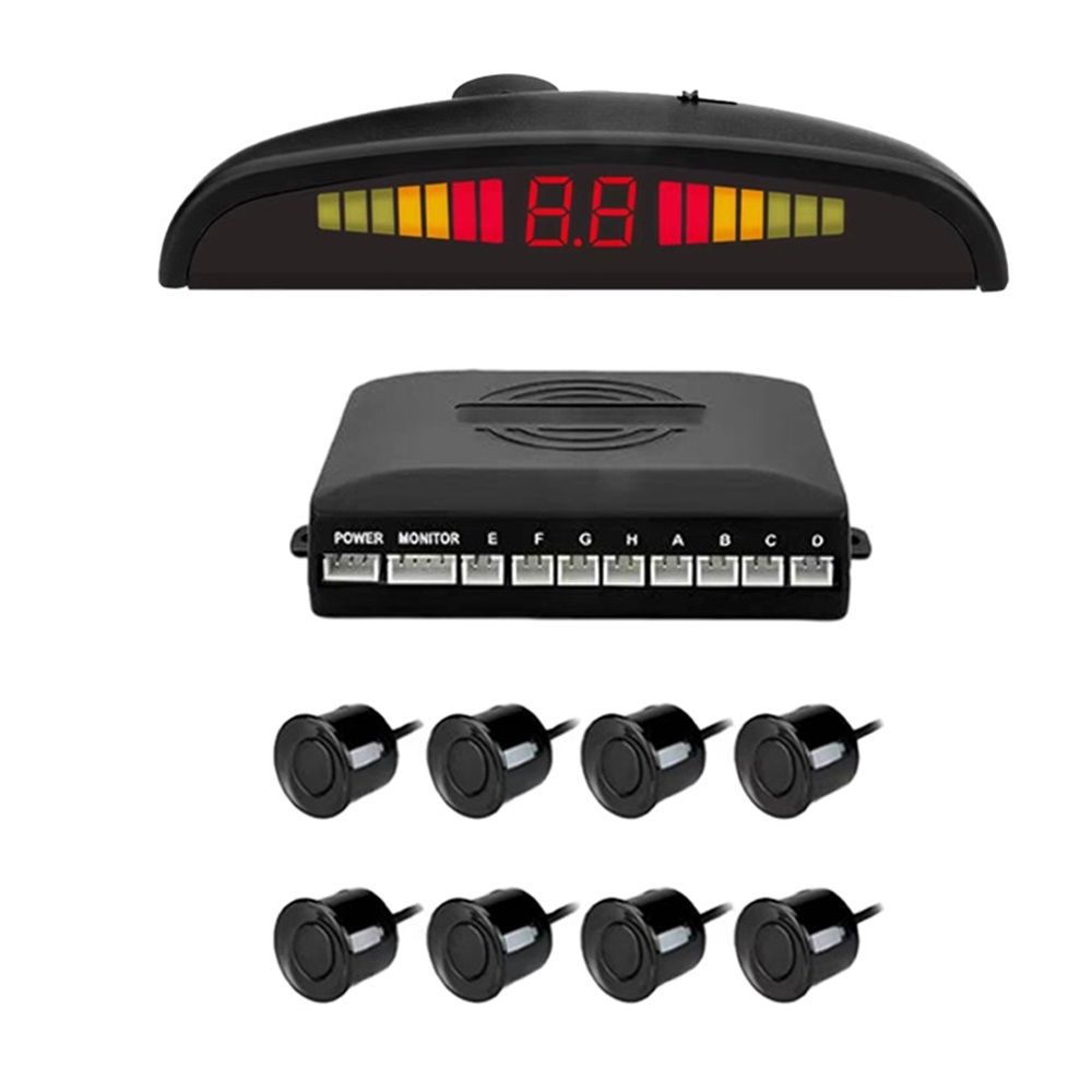 Car Reverse Parking Radar System with 8 Parking Sensors Distance Detection + — image 1