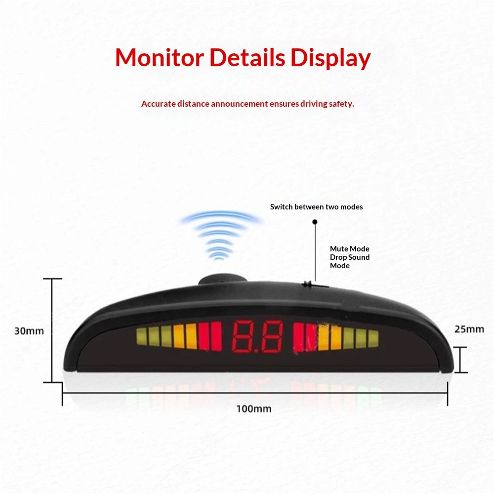 Car Reverse Parking Radar System with 8 Parking Sensors Distance Detection + view 3