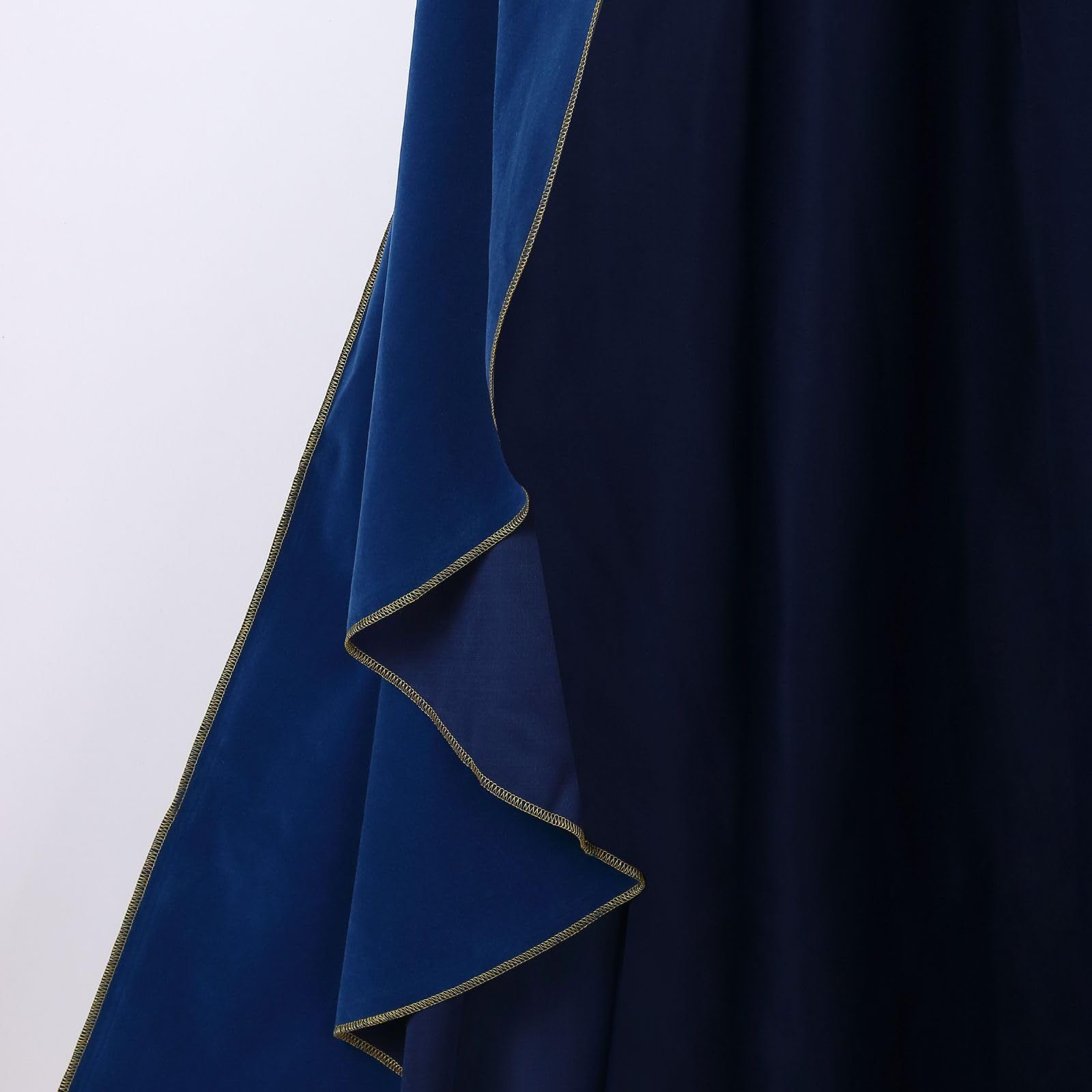 Women's Medieval Cloak Stand Collar Deluxe Velvet Gold Trim Cape for view 4