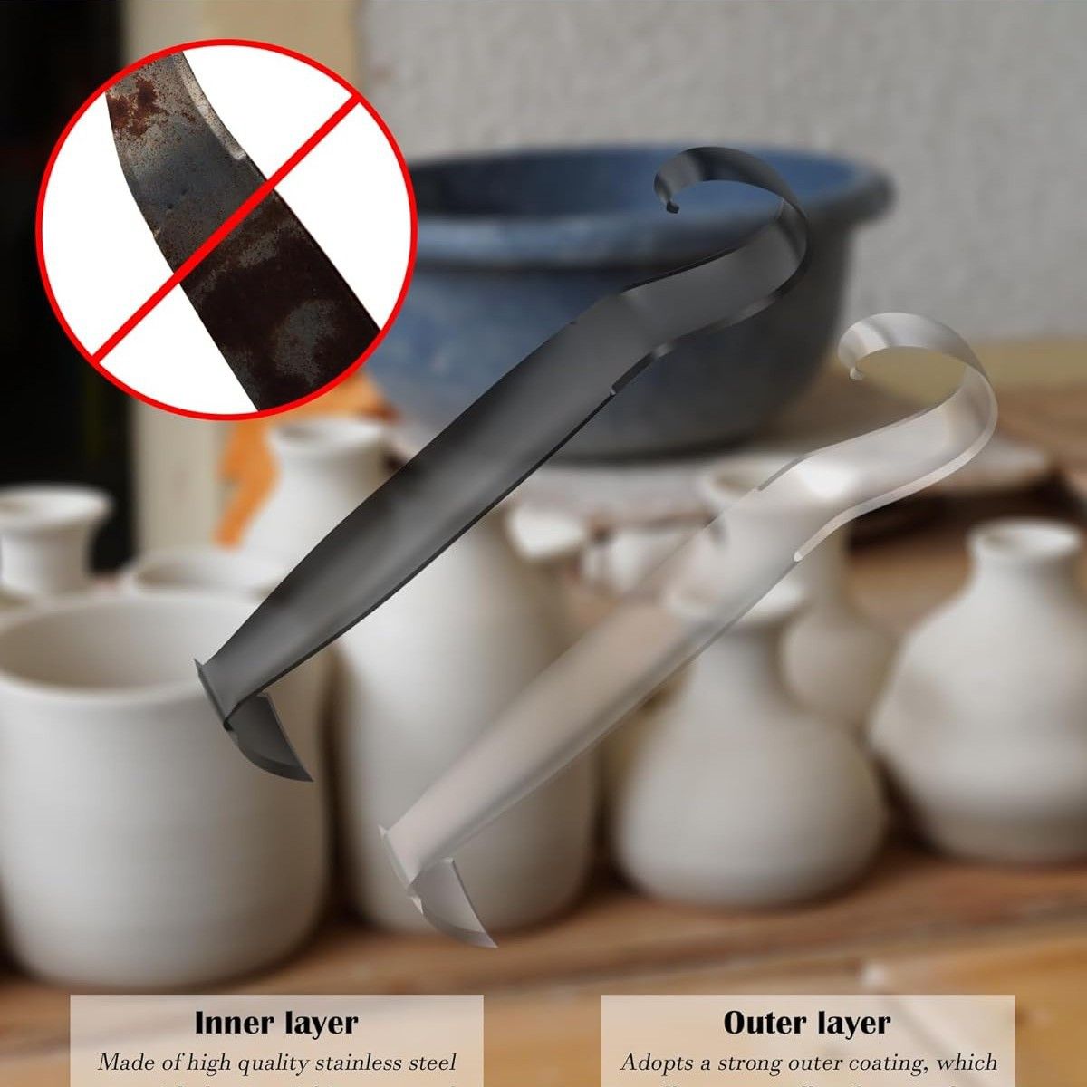 Pottery Trimming Tools, Double Ended Pottery Tool for Carving, Clay Trimming view 3