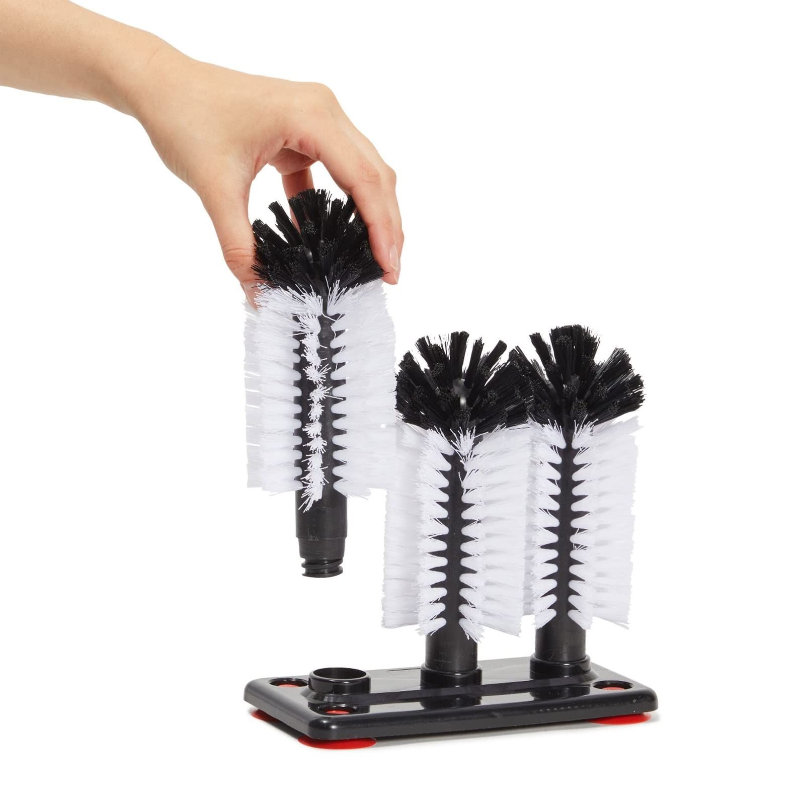 Glass Washer Brush Cleaner - 3 Brushes per Base Bristle Brush for Beer Cup view 5