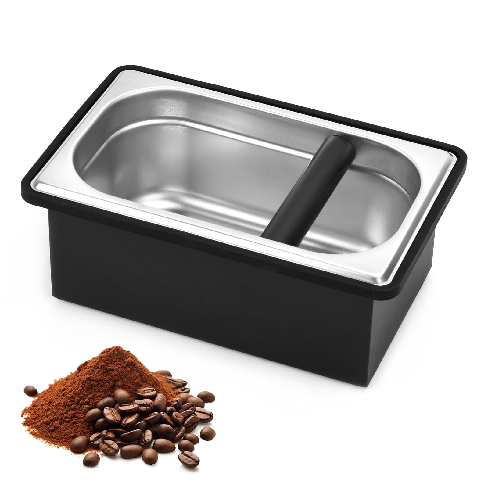 Espresso Knock Box,Stainless Steel Coffee Pucks Container, with Steel Holder view 5
