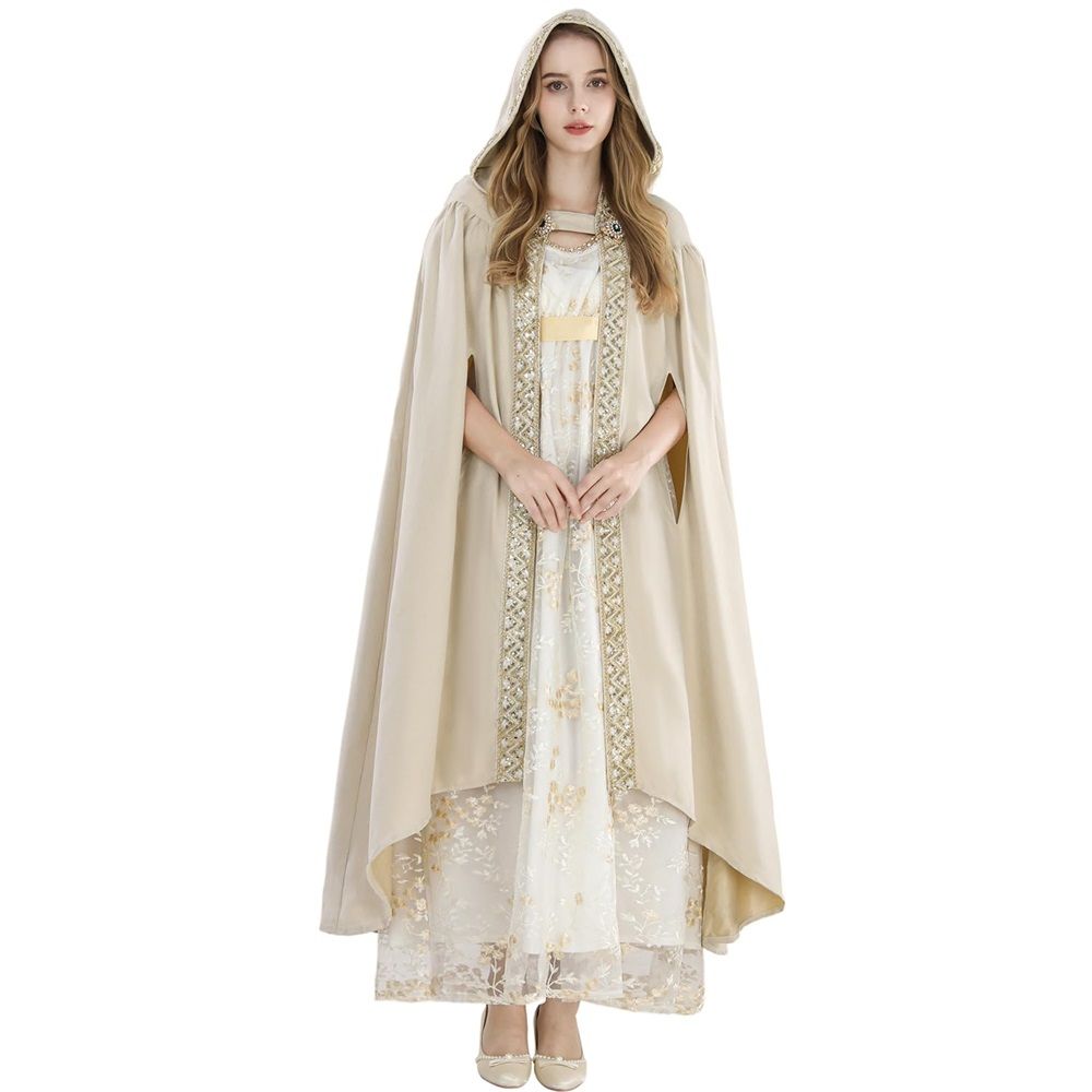 Cloak with Hood Women Renaissance Hooded Medieval Cloak Witch Robe Cape Hooded view 3