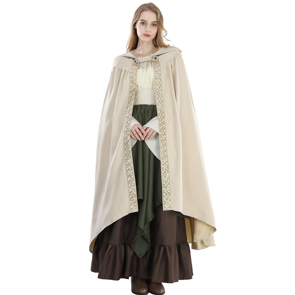 Cloak with Hood Women Renaissance Hooded Medieval Cloak Witch Robe Cape Hooded view 4