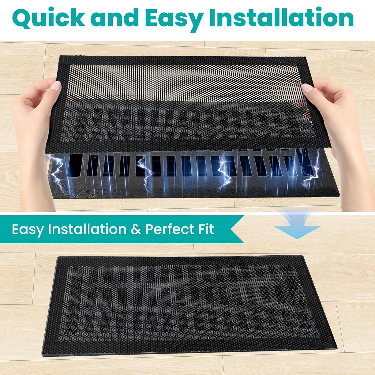 8pcs 12*5.5in Floor Vent Covers Rectangle Air Vent Screen Cover Magnetic PVC view 2