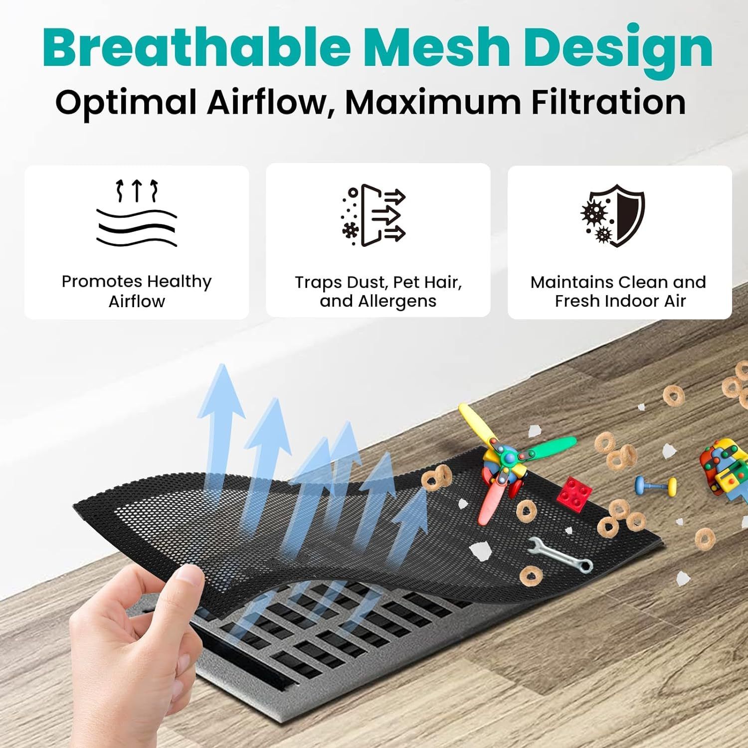 8pcs 12*5.5in Floor Vent Covers Rectangle Air Vent Screen Cover Magnetic PVC view 4