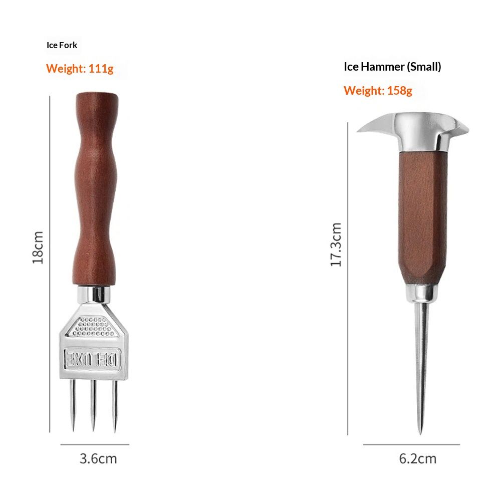 Ice Pick set of 2-Stainless Steel Ice Crusher with Wood Handle