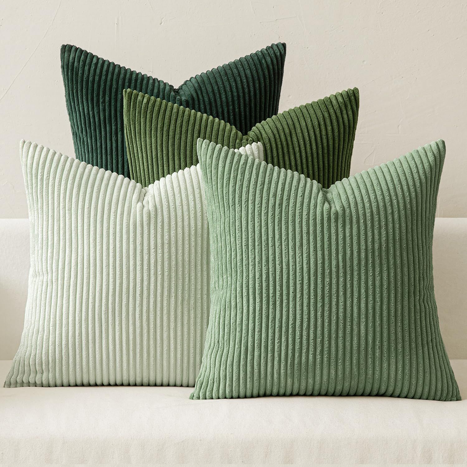 Boho Farmhouse Sage Green Throw Pillow Covers 18x18 Inch Set of 4 Mordern