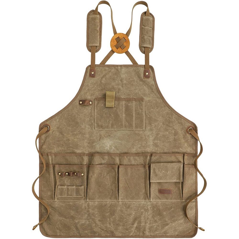 Chef Apron, Waterdrop Resistant Cotton Canvas Cross Back Adjustable Apron