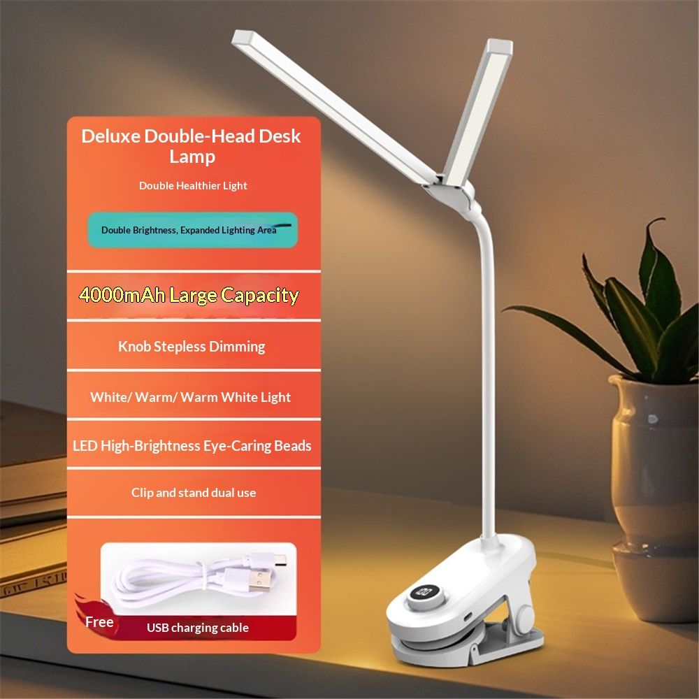 Dual Head LED Desk Lamp with Clamp view 2
