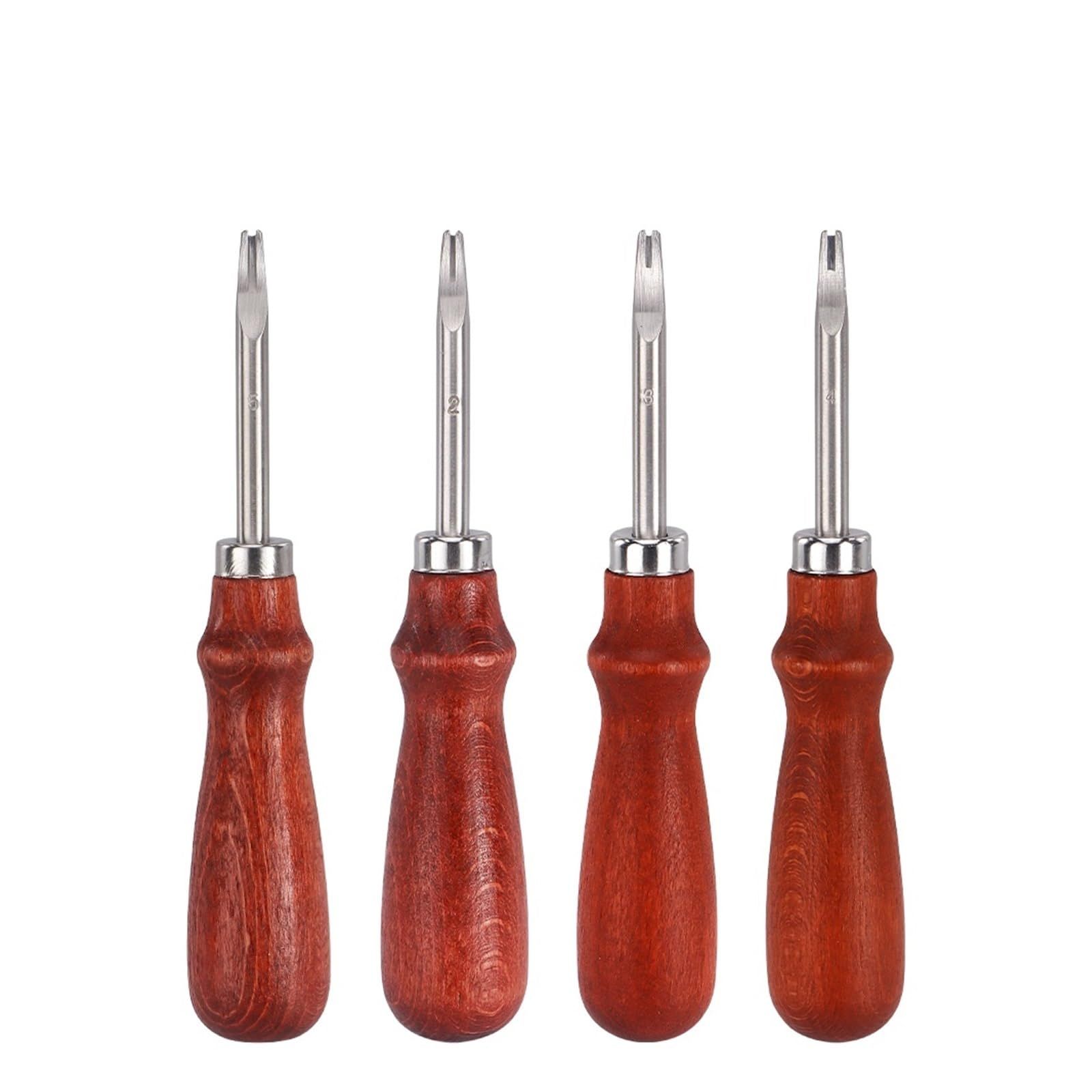 Leather Edge Bevelers, 4pc High Carbon Steel Edge Skiving Set, Wood Hand Edge