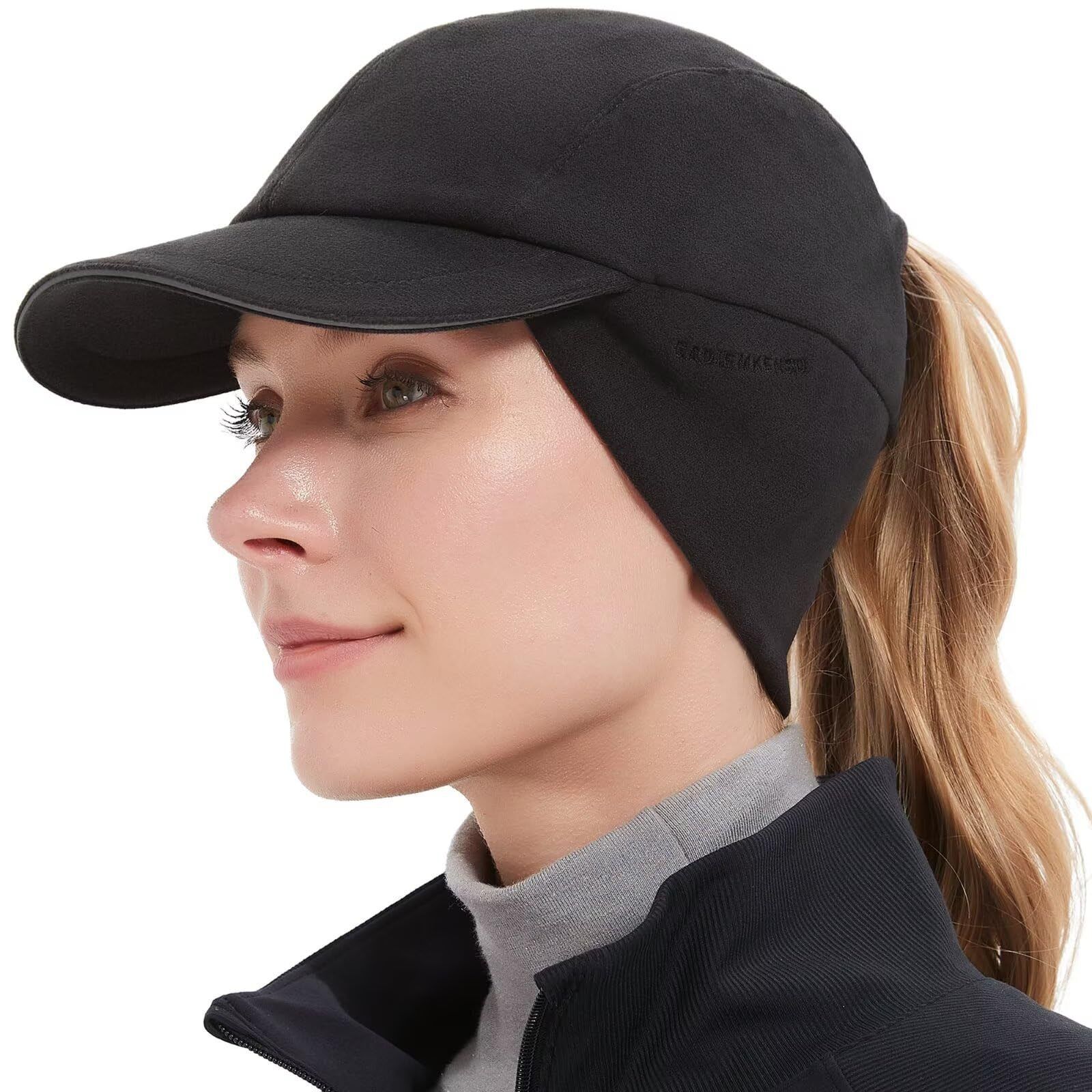 Ponytail Hat for Women –Reflective Winter Hat with Ponytail Hole for Workouts