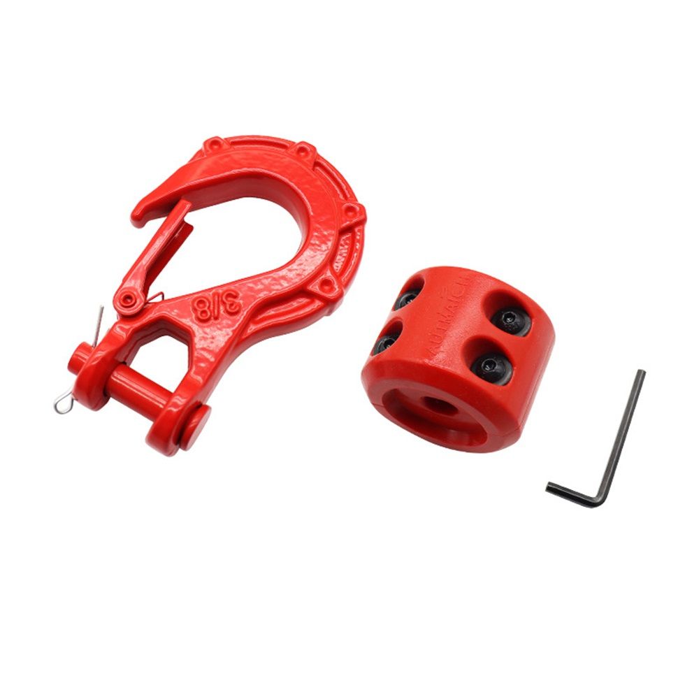 Winch Hook-3/8" Clevis Slip Hook with Safety Latch & Winch Cable Hook Stopper