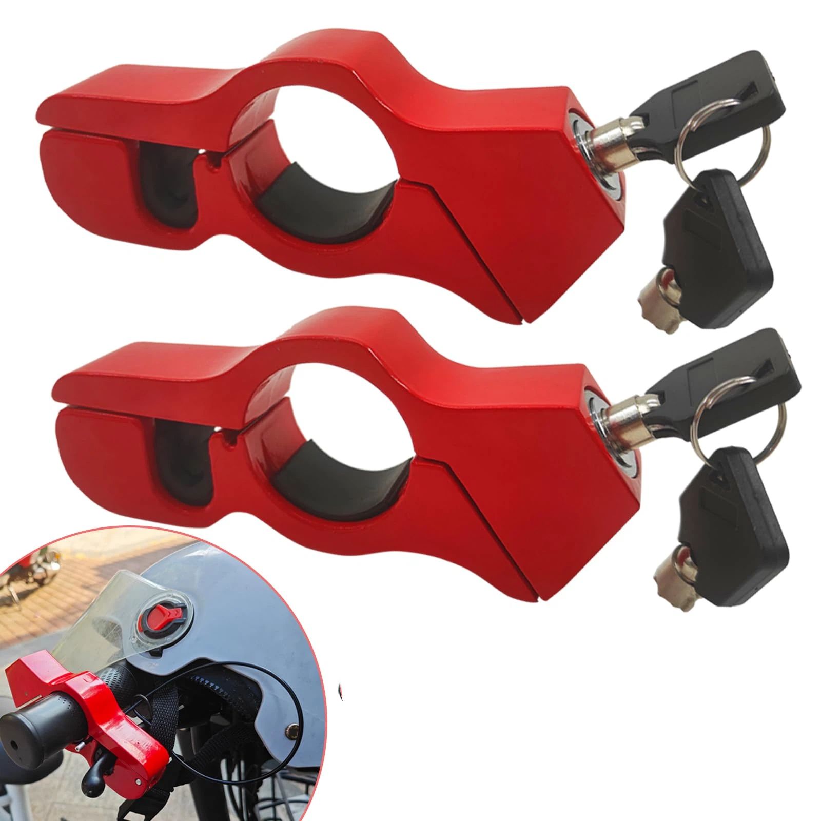 2PC Motorcycle Locks, Helmet Locked & Brake Lock Combo, Anti Theft Motorcycles