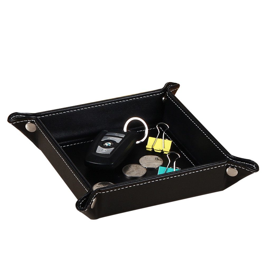 Valet Tray Desktop Storage Organizer – Premium PU Leather Bedside Vanity Tray