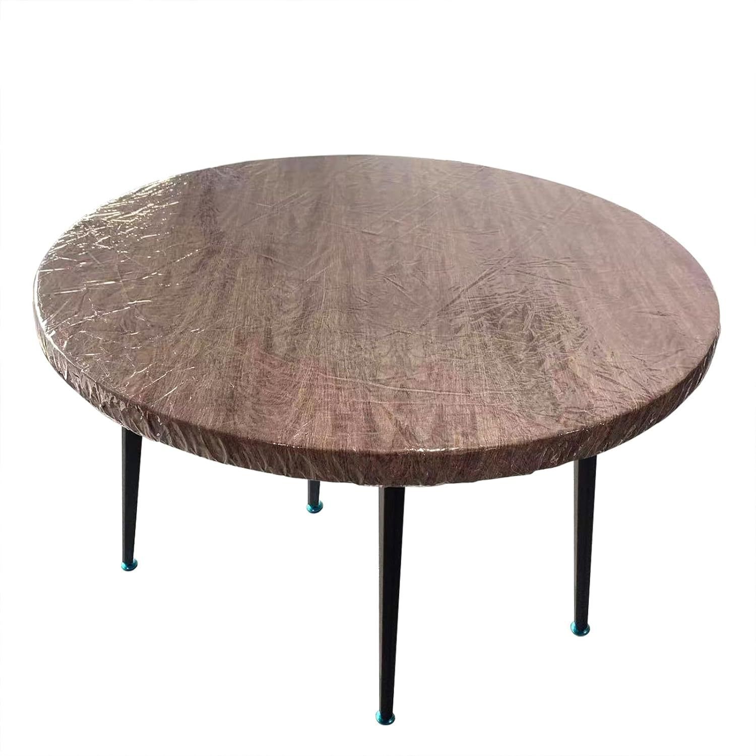 Clear Round Fitted Vinyl Tablecloth for Diameter Tables - Heavy Duty view 2