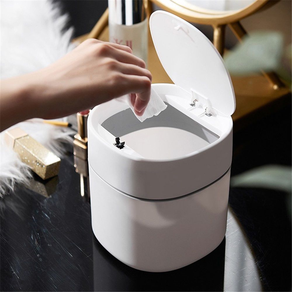 Mini Desk Trash Can with Lid view 2