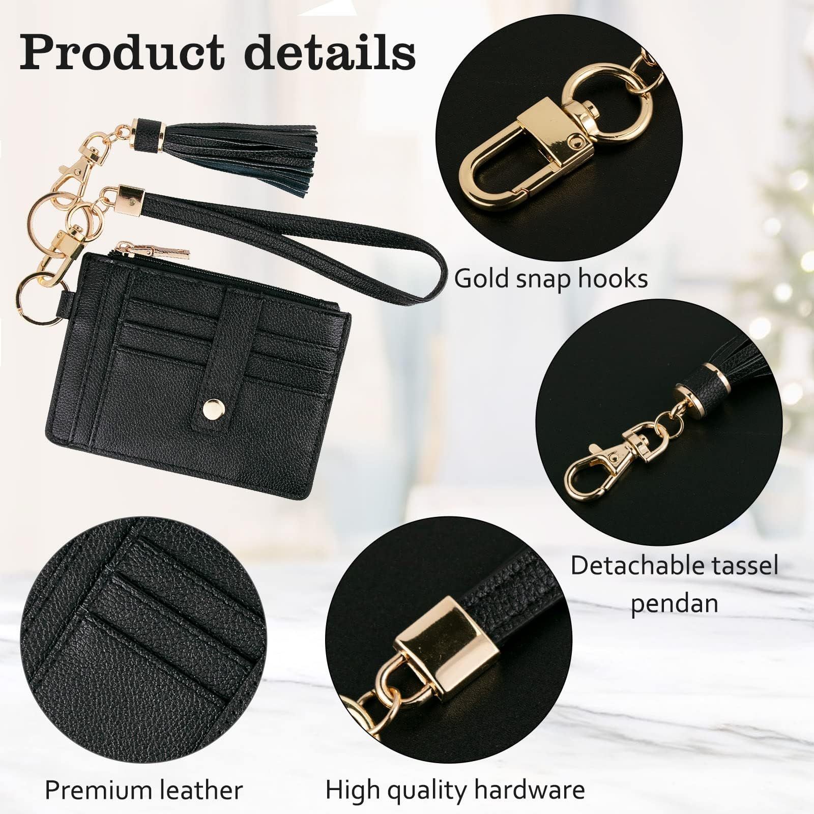 2 pack Small Wristlet Wallets for Women Credit Card Holder Wallet Keychain view 2
