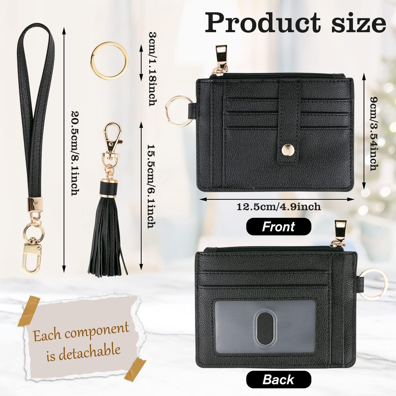2 pack Small Wristlet Wallets for Women Credit Card Holder Wallet Keychain view 5