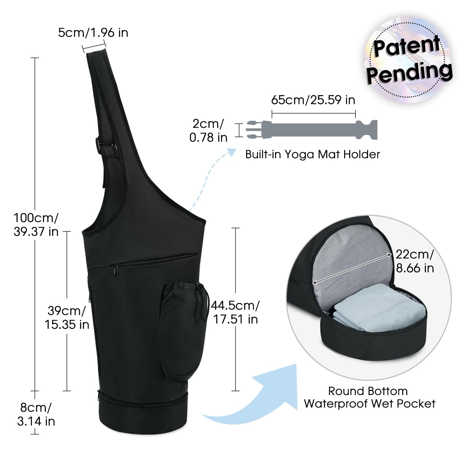 Yoga Mat Bag, Large Opening Long Tote Yoga Mat Carrier Holder Bag with view 2