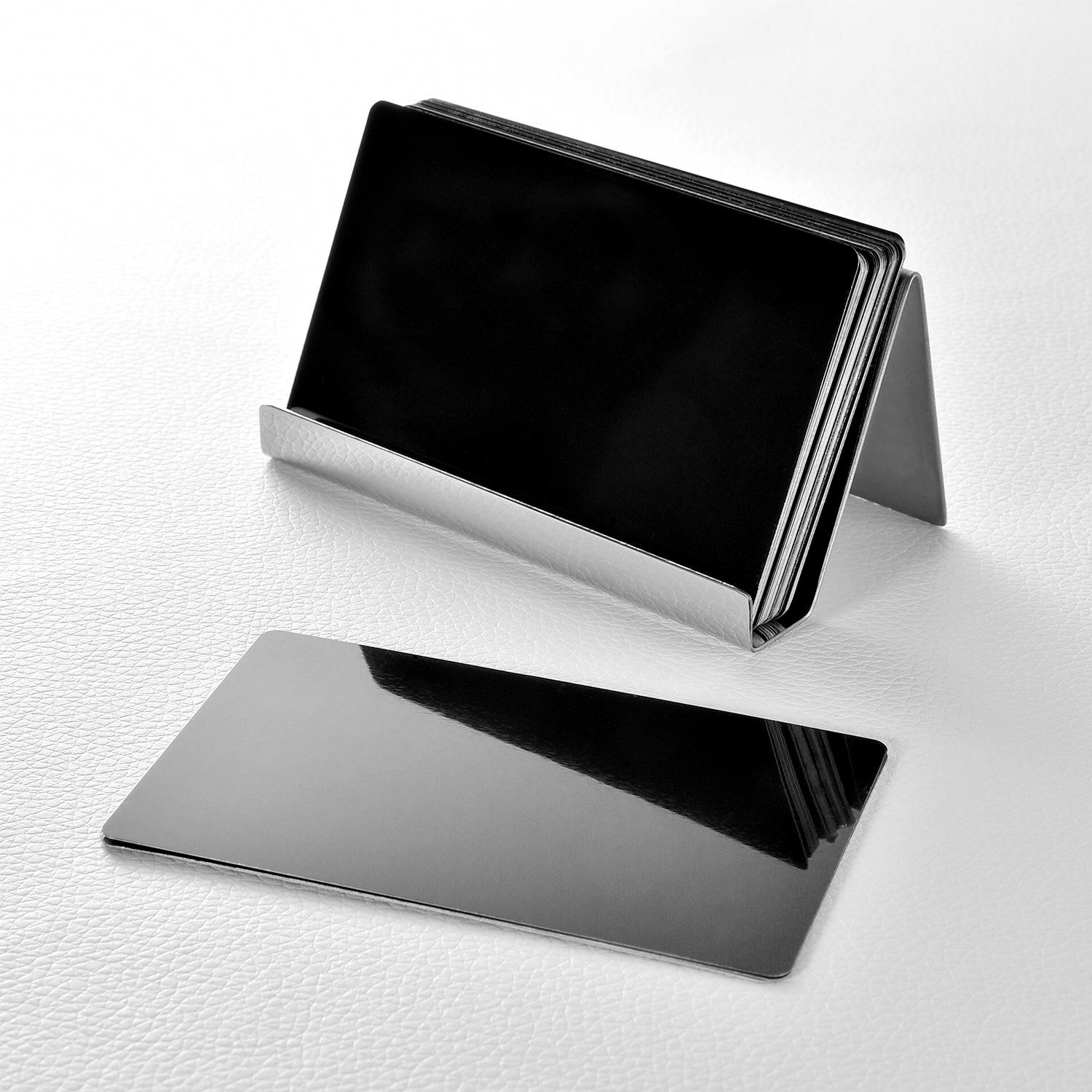 4 Pack Stainless Steel Business Cards Holders Desktop Credit Name Card Display view 5
