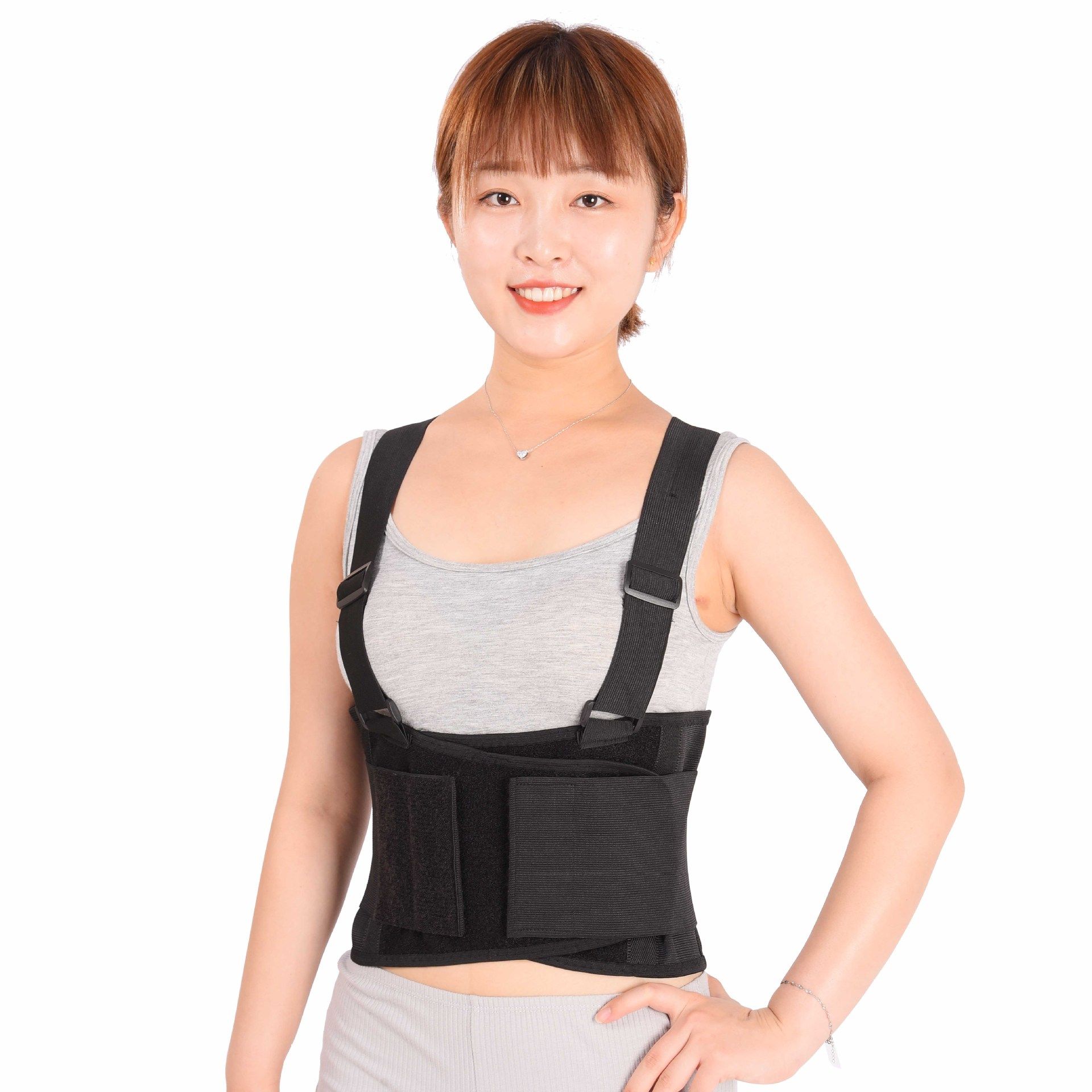 Care Back Brace for Work with Suspenders - Back Support Belt - Adjustable view 2
