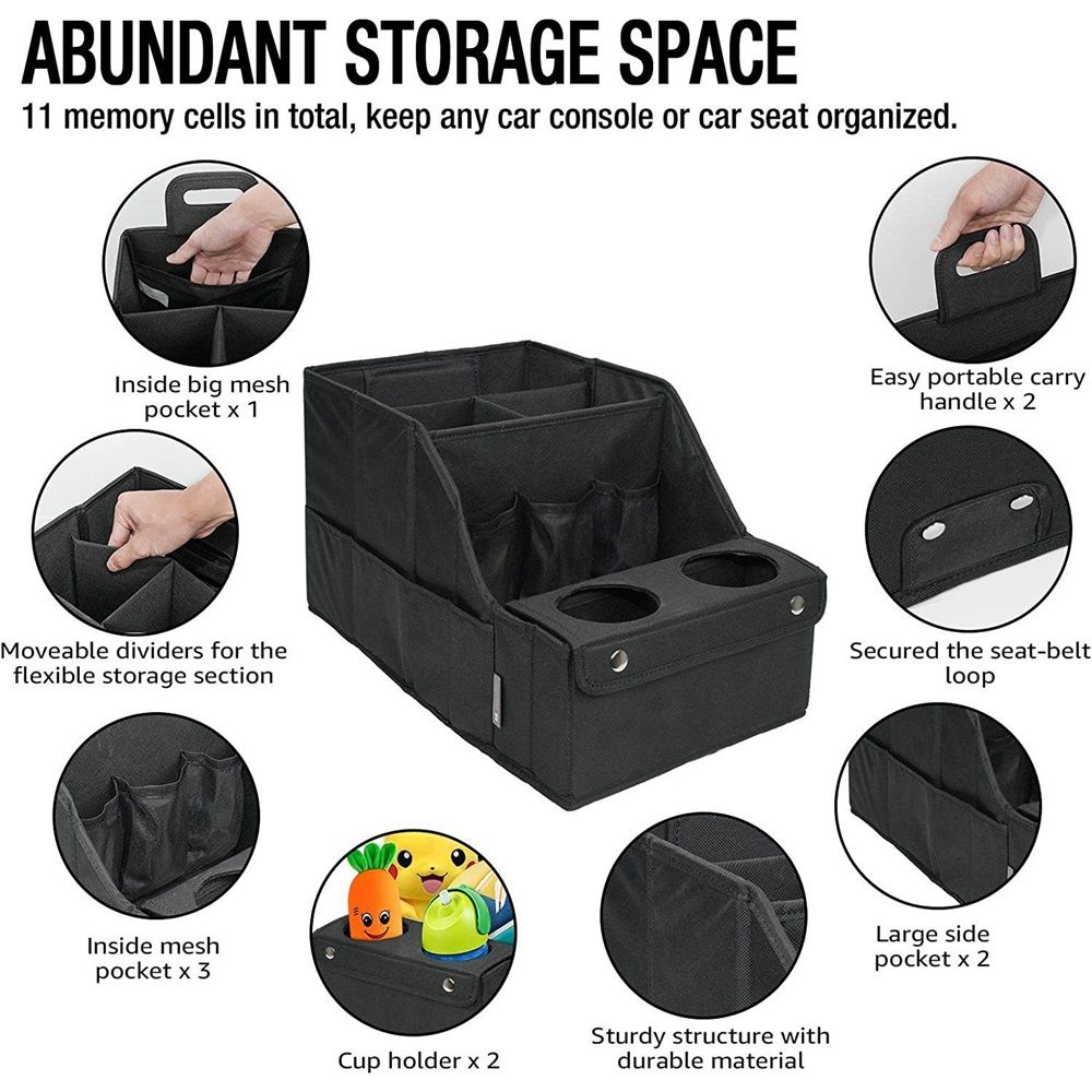 Car Seat Organizer- Backseat Car Organizer with 11 Storages Compartments and 2 view 2