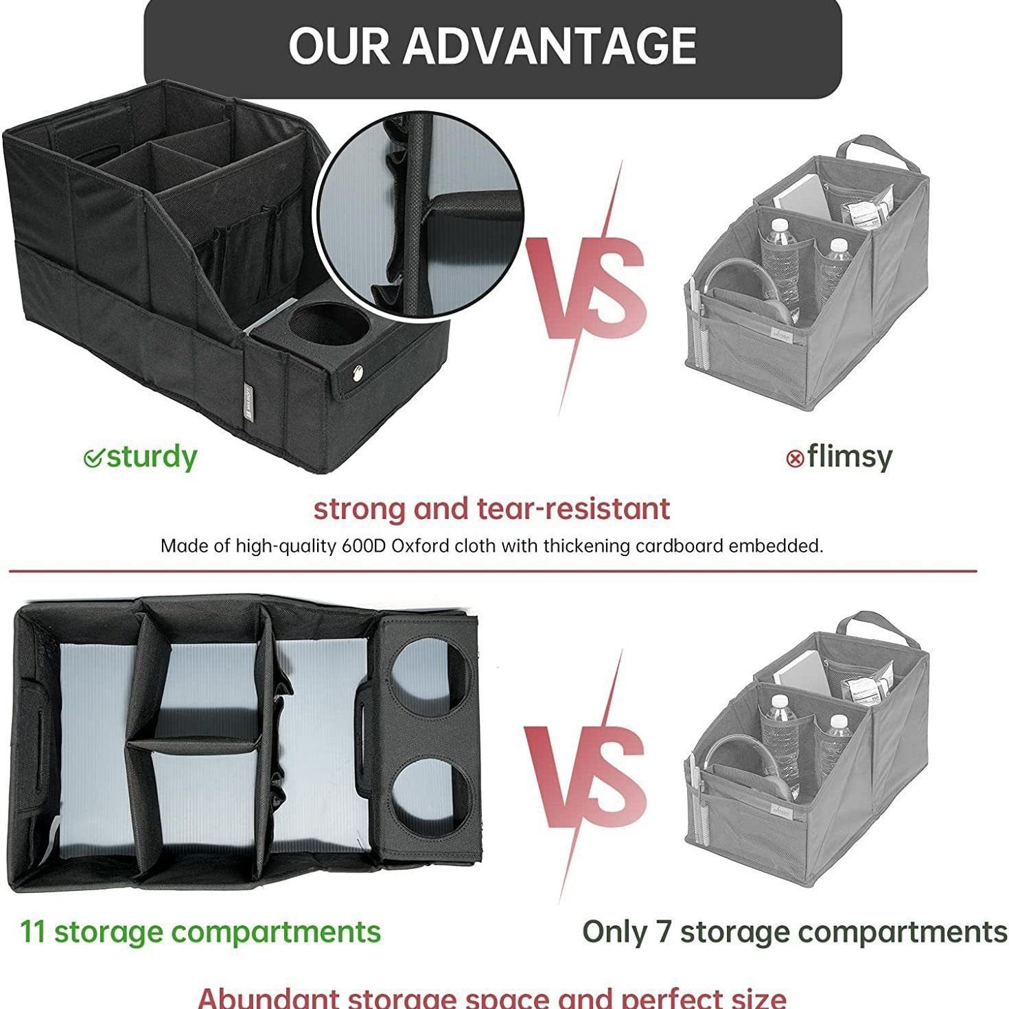 Car Seat Organizer- Backseat Car Organizer with 11 Storages Compartments and 2 view 3