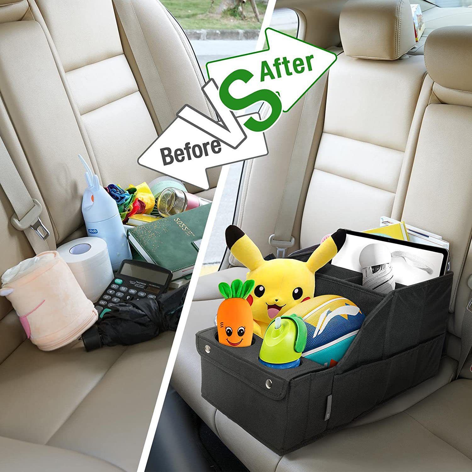 Car Seat Organizer- Backseat Car Organizer with 11 Storages Compartments and 2 view 5