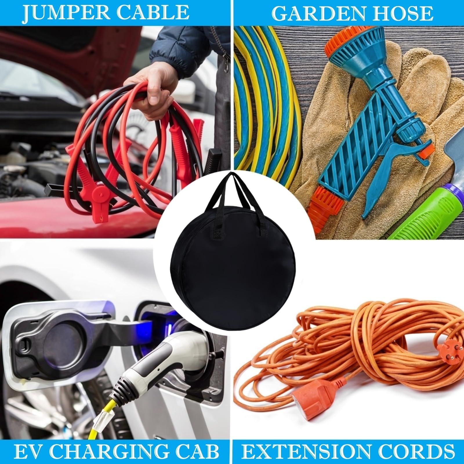 Round Cable Bag, Waterproof Jumper Cable Organizer Storage Bag, Perfect for view 3