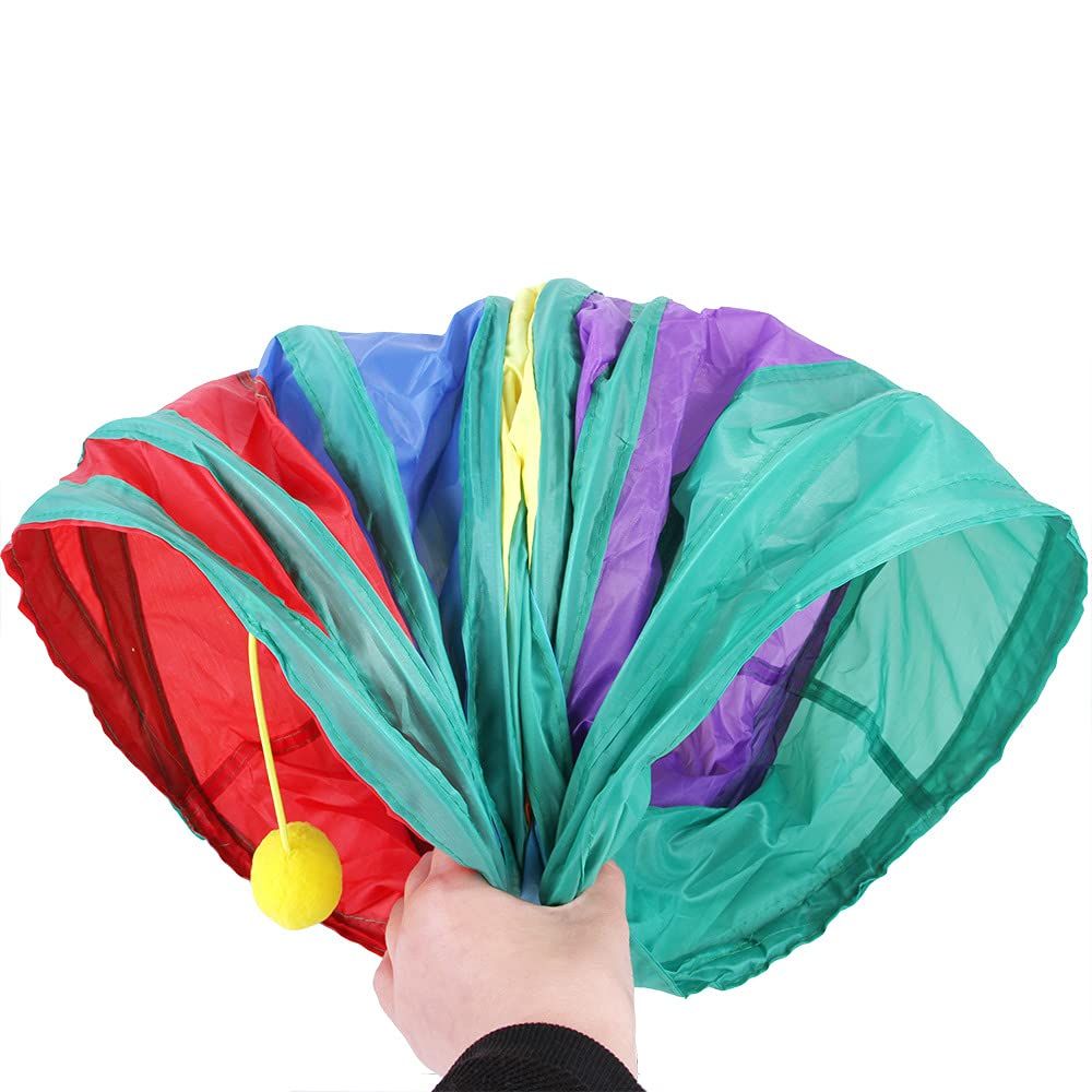 Rainbow Cats Tunnels with Interactive Ball Indoors Kitty Play Tunnel for view 3