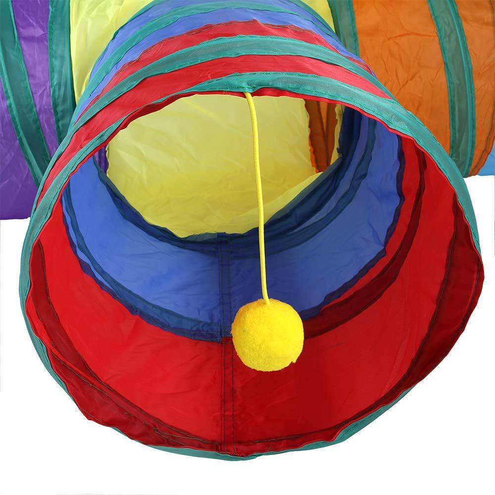 Rainbow Cats Tunnels with Interactive Ball Indoors Kitty Play Tunnel for view 4