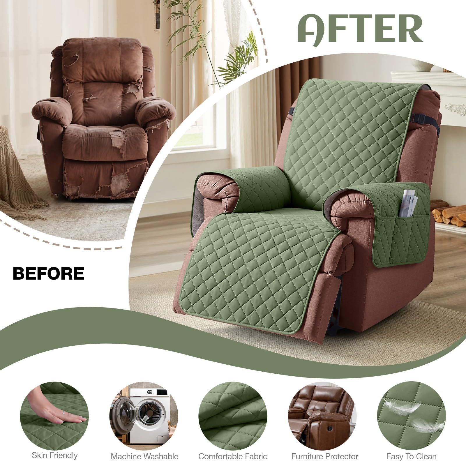 Electric Power Lift Recliner Covers for Reclining Chair Cover Waterproof Non view 4