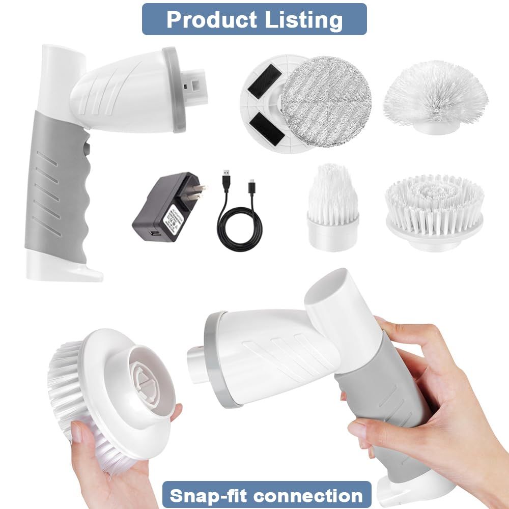 Electric Spin Scrubber, Bathroom Shower Electric Scrubber for Cleaning view 5