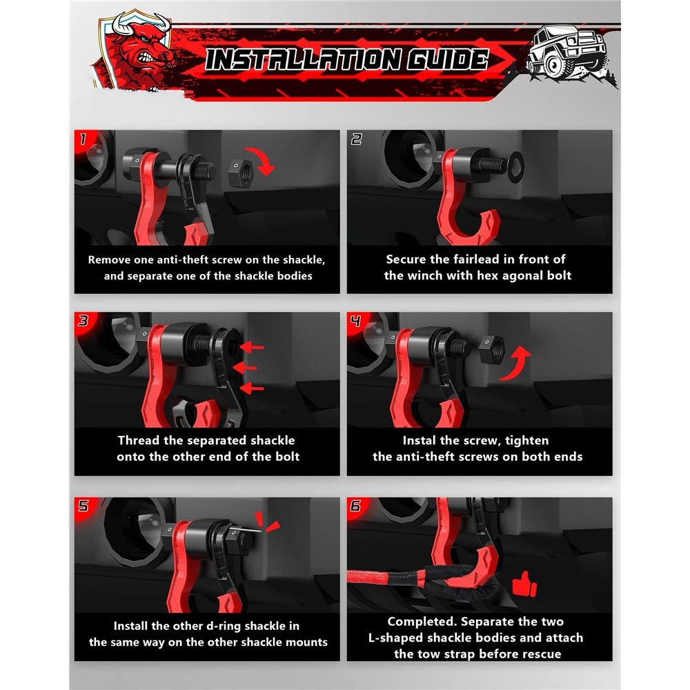 3/4" Separate Shackles, Break Strength Easy Open Towing Winch Shackles, Heavy view 5