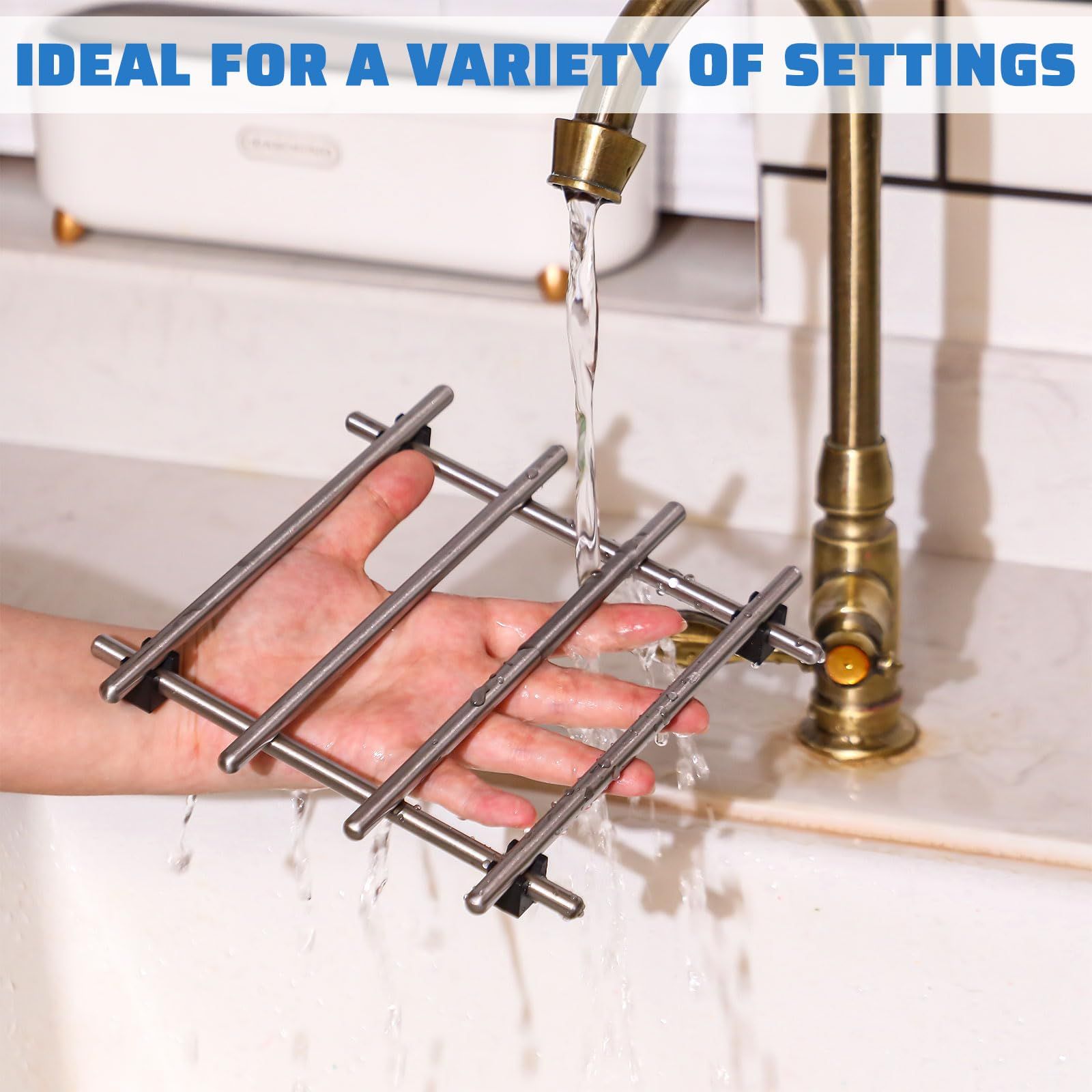 4 Pcs Cast Iron Vintage Stainless Steel for Pots and Pans Cooling Racks for view 4